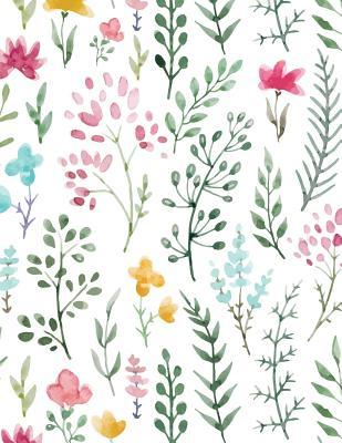 Download Blank Book Journal: Watercolor Flowers and Leaves Matte Non-Glossy Cover Notebook: 8.5 X 11 Size, 120 Gray Lined Pages, College Ruled! -  file in ePub