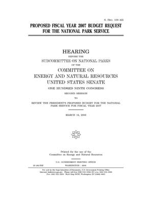Read Online Proposed fiscal year 2007 budget request for the National Park Service - U.S. Senate file in PDF